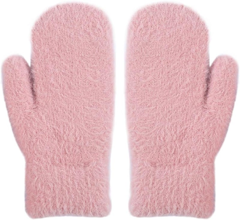 Eohak Winter Warm Mittens for Women - Knit Gloves Soft Wool Thick Fleece Lining Mittens - Image 1
